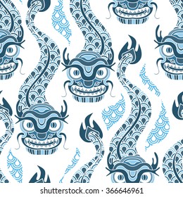 Seamless pattern with oriental stylized dragon. EPS10 Vector.