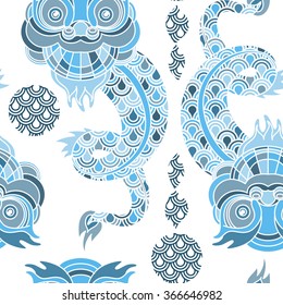 Seamless pattern with oriental stylized dragon. EPS10 Vector.