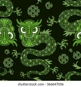 Seamless pattern with oriental stylized dragon. EPS10 Vector.