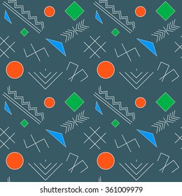 Seamless pattern with the oriental traditional baltic signs in lines. Very trendy, fashioned and stylish background or wallpaper. Fully editable vector illustration.