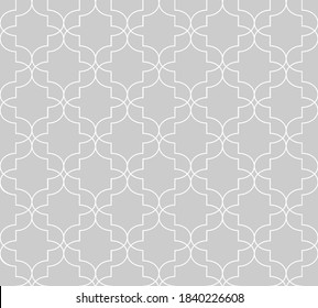 Seamless pattern. Oriental traditional ornamentation with repeated rounded shapes. Window tracery wallpaper. Grid motif. Digital paper, textile print, web design. Vector art image.