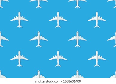 Seamless pattern with origami airplanes on blue background, Pattern graphic style, Pattern graphic style, Vector illustration
