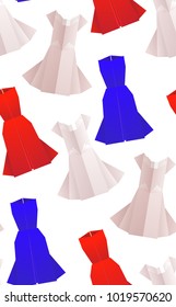 Seamless pattern with origami colored dresses. Vector background for your design.