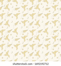 Seamless Pattern with origami paper. Pattern for fabric, baby clothes, background, textile, wrapping paper