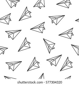 Seamless Pattern With Origami Planes. Paper Airplane.