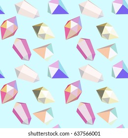 Seamless pattern origami precious stones. Shiny multicolored glasses. geometric logo emblem for designers. low-polly illustration
