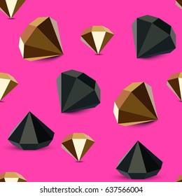 Seamless pattern origami precious stones. Shiny multicolored glasses. geometric logo emblem for designers. low-polly illustration