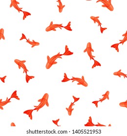 Seamless pattern with origami red orange paper fish, Vector illustration