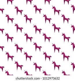 Seamless pattern with origami unicorn. It can be used for packaging, wrapping paper, textile and etc.