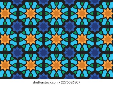 Seamless pattern in original arabic style. Vector illustration, in exclusive colors