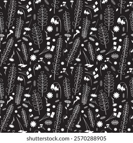 Seamless pattern. Original background with flowers and branches for your design.