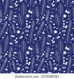 Seamless pattern. Original background with flowers and branches for your design.