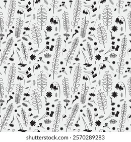 Seamless pattern. Original background with flowers and branches for your design.