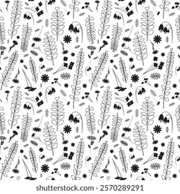 Seamless pattern. Original background with flowers and branches for your design.