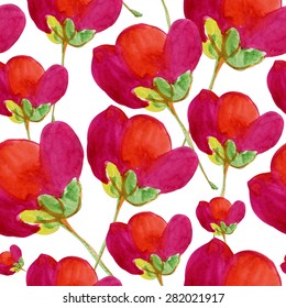 Seamless pattern with Original flowers, watercolor illustration. Vector