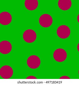 Seamless pattern. An original, merry background is raspberry peas on the green field