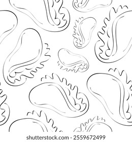 seamless pattern with original mexican taco icon drawn in line art style