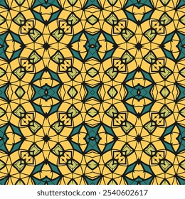 Seamless pattern with original multi-colored ornament imitating stained glass. Version 5. Vector illustration