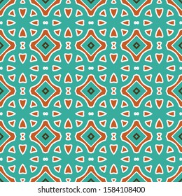 Seamless pattern with original Scandinavian ornaments with a predominance of stylized crosses and blue. Vector illustration