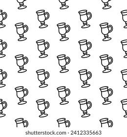 Seamless pattern. Original vector illustration. The icon of a glass on a stem with a handle. Hand drawn, not AI
