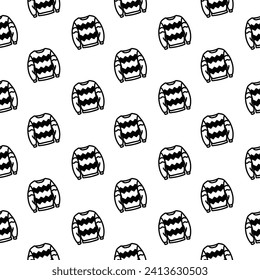 Seamless pattern. Original vector illustration. The icon of a warm knitted sweater with a pattern. Hand drawn, not AI