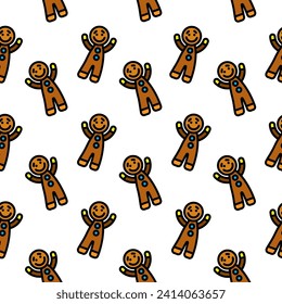 Seamless pattern. Original vector illustration. A cookie icon in the form of a man. Hand drawn, not AI