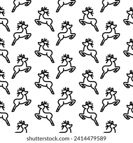 Seamless pattern. Original vector illustration. The icon of a Christmas tree toy in the form of a deer. Hand drawn, not AI