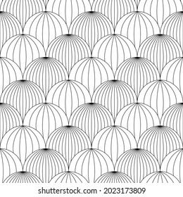 Seamless pattern or ornament, abstract line art drawing, simple design background. Coloring page. Backdrop in the form of mosaic. Black and white vector template. Geometric design. 