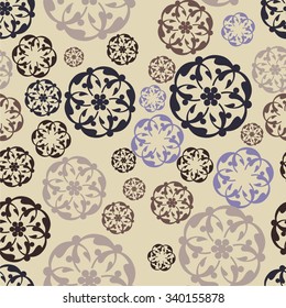 Seamless pattern of ornament, background in pastel colors