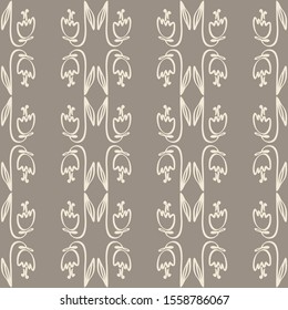 Seamless pattern ornament of cute tulips flowers. Vector illustration outline. Wallpaper, fabric and other surfaces