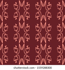 Seamless pattern ornament of cute tulips flowers. Vector illustration outline. Wallpaper, fabric and other surfaces