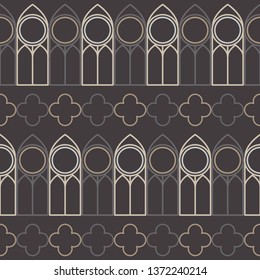 Seamless pattern. The ornament of the elements of Gothic architecture. Notre Dame. Can be used for wallpaper, textile, invitation card, wrapping, web page background.