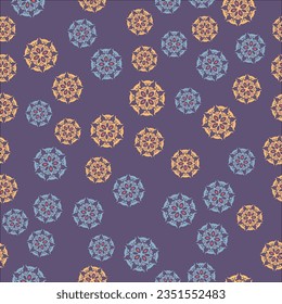 Seamless Pattern  with Ornament in ethnic style. Patern with circle ornament. Ornamental Arabesque Vector Pattern. Ethnic Flourish Illustration for Trendy Textile, Home Decor, Paper Products	