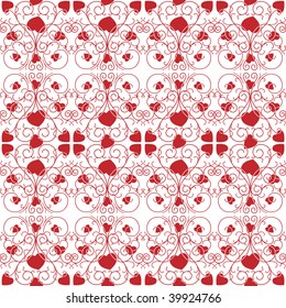 seamless pattern with ornament in the manner of heart and spirals