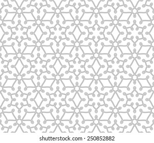 Seamless pattern. Ornament of overlapping stripes and curls in gray tones. Decorative lattice. 