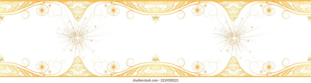 Seamless pattern ornament with snowflakes and sparklers