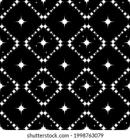patrón transparente del adorno de estrellas en blanco sobre un fondo oscuro para impresiones sobre tejidos, embalajes, ropa, así como para la decoración interior y la decoración de otras superficies