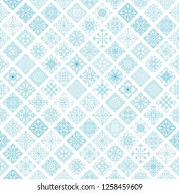 seamless pattern. ornament with symmetrycal mandalas. fancy hand drawn tiles