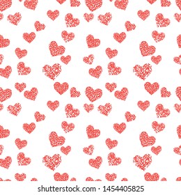 Seamless pattern of ornamental abstract hearts