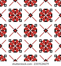 Seamless Pattern with Ornamental Composition Inspired by Ukrainian Traditional Embroidery. Ethnic Motif, Handmade Craft Art. Ethnic Design Element. Vector Illustration