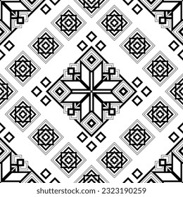 Seamless Pattern with Ornamental Composition Inspired by Ukrainian Traditional Embroidery. Ethnic Motif, Handmade Craft Art. Ethnic Design Element. Coloring Book Page. Vector Contour Illustration