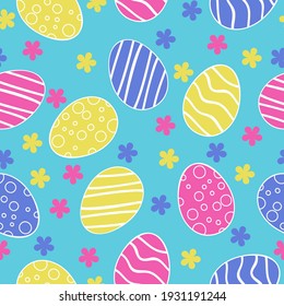 Seamless pattern with ornamental eggs. Easter design. Vector illustration