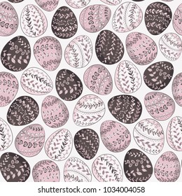 Seamless pattern from ornamental eggs .Vectoral hand-drawn texture
