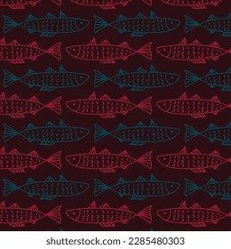 Seamless pattern of ornamental fish. Vector