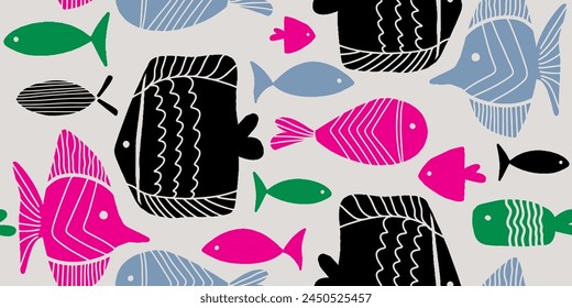 Seamless pattern of ornamental fish.Vector
