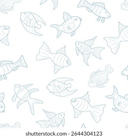 Seamless pattern of ornamental fish.Vector