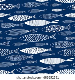 Seamless pattern of ornamental fish.Vector