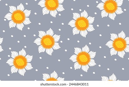 Patrón sin costura floral ornamental patrón de Vector flores decorativas mínima colorido creativo de moda diseño papel de impresión textil textura de Web fondo azul