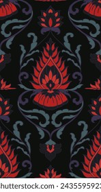 Seamless pattern with ornamental flowers. Dark floral damask ornament. Background for wallpaper, textile, carpet and any surface. 