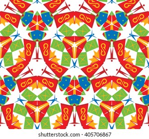 Seamless pattern. Ornamental kaleidoscope on white background